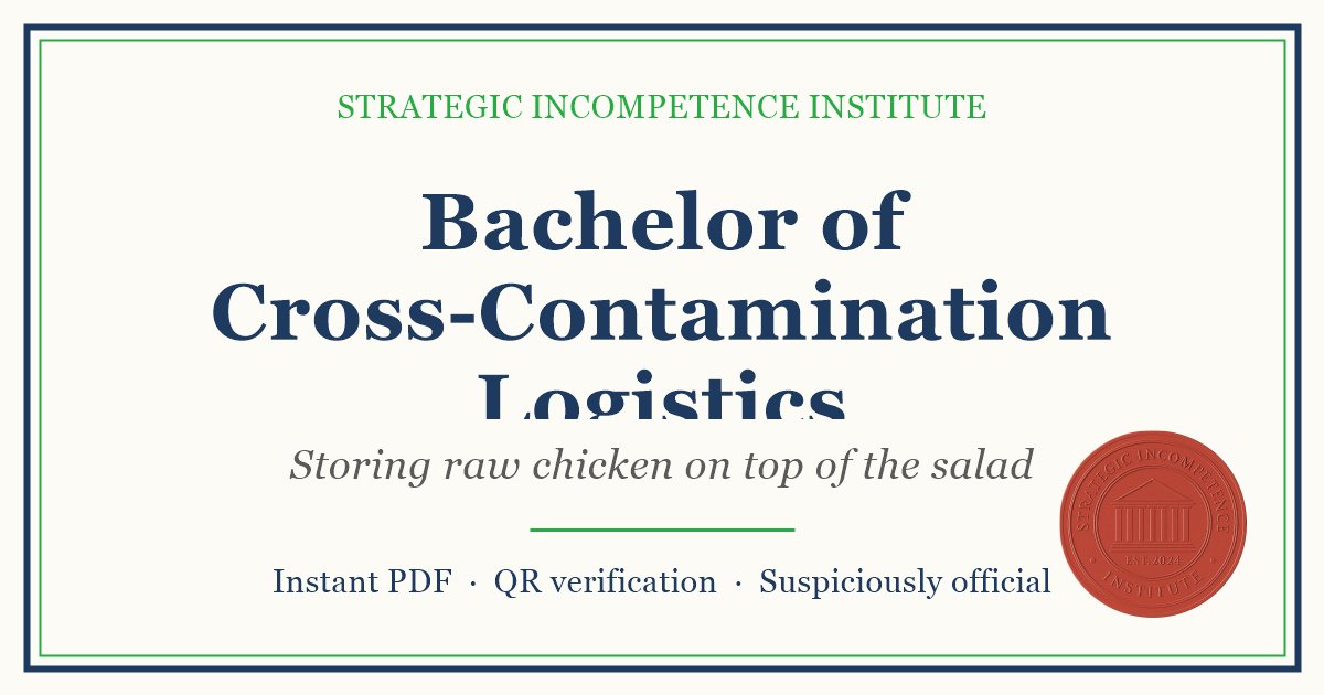Preview of the Bachelor of Cross-Contamination Logistics certificate