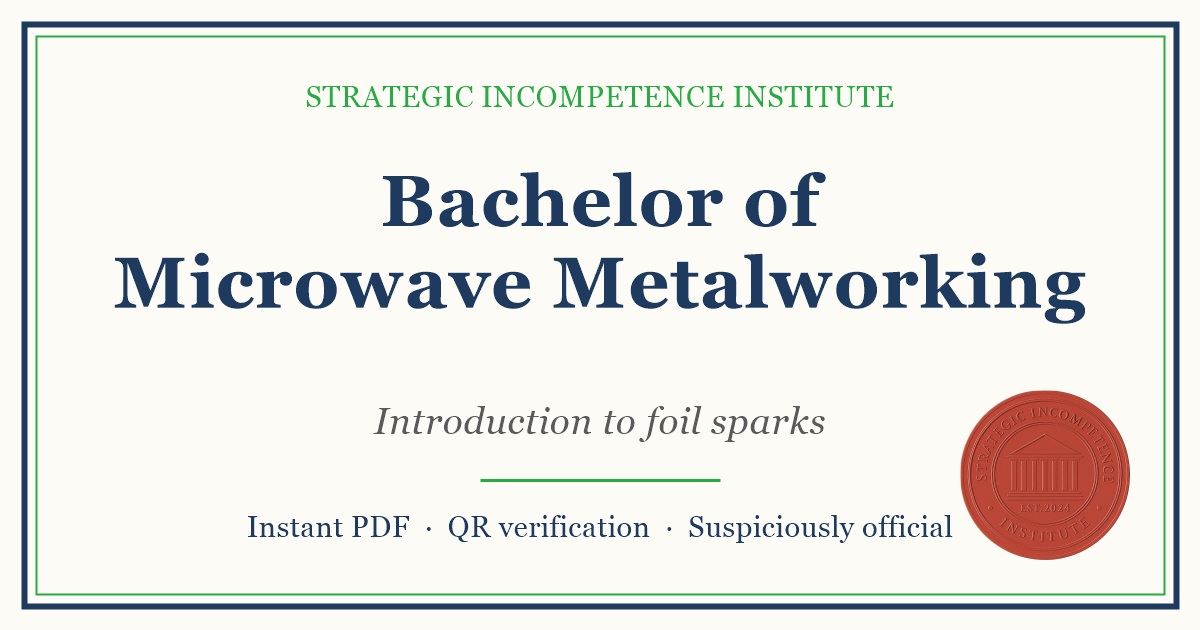Preview of the Bachelor of Microwave Metalworking certificate