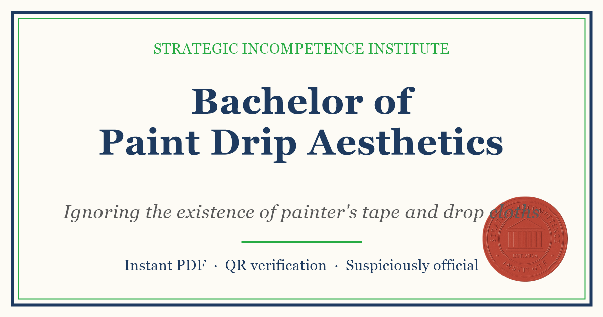 Preview of the Bachelor of Paint Drip Aesthetics certificate
