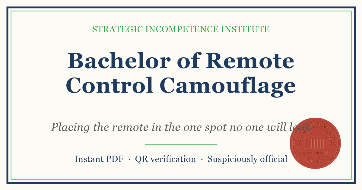 Preview of the Bachelor of Remote Control Camouflage certificate