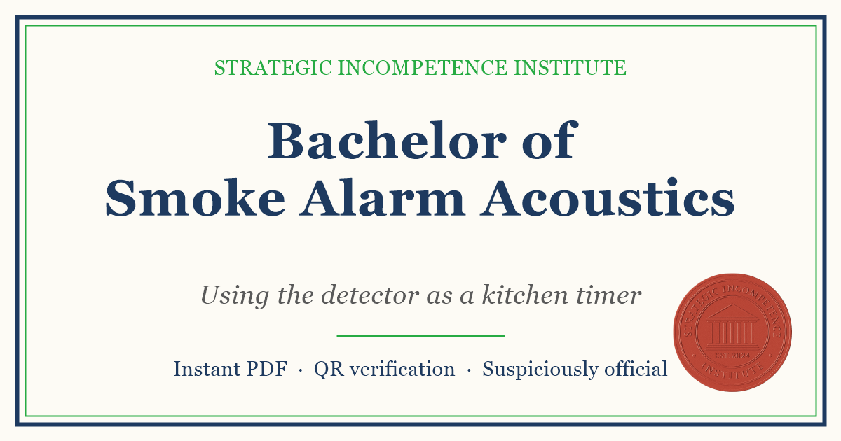 Preview of the Bachelor of Smoke Alarm Acoustics certificate
