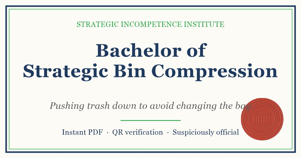 Preview of the Bachelor of Strategic Bin Compression certificate