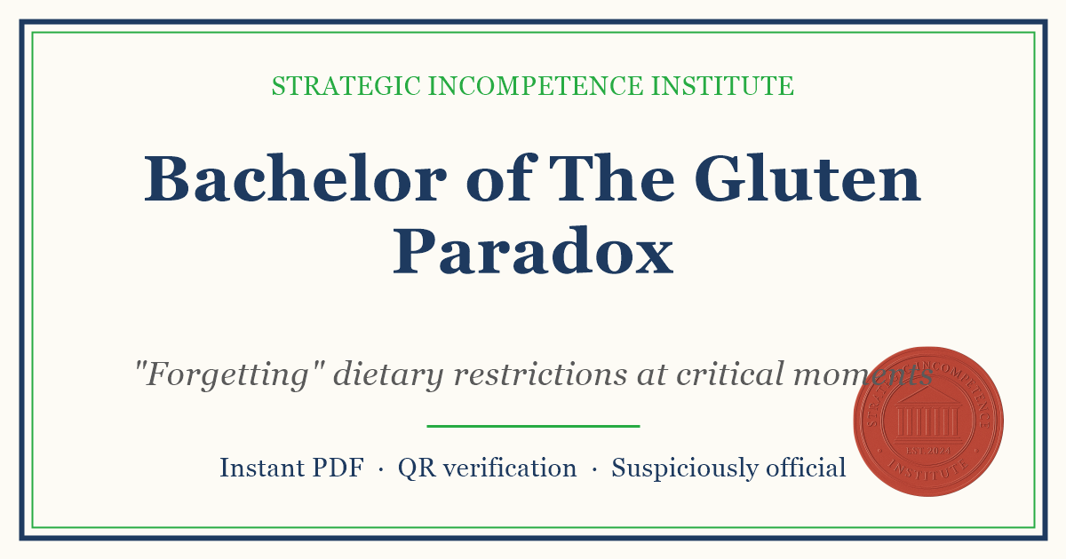 Preview of the Bachelor of The Gluten Paradox certificate