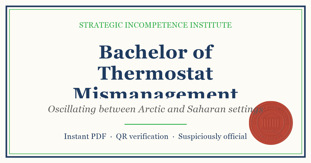 Preview of the Bachelor of Thermostat Mismanagement certificate