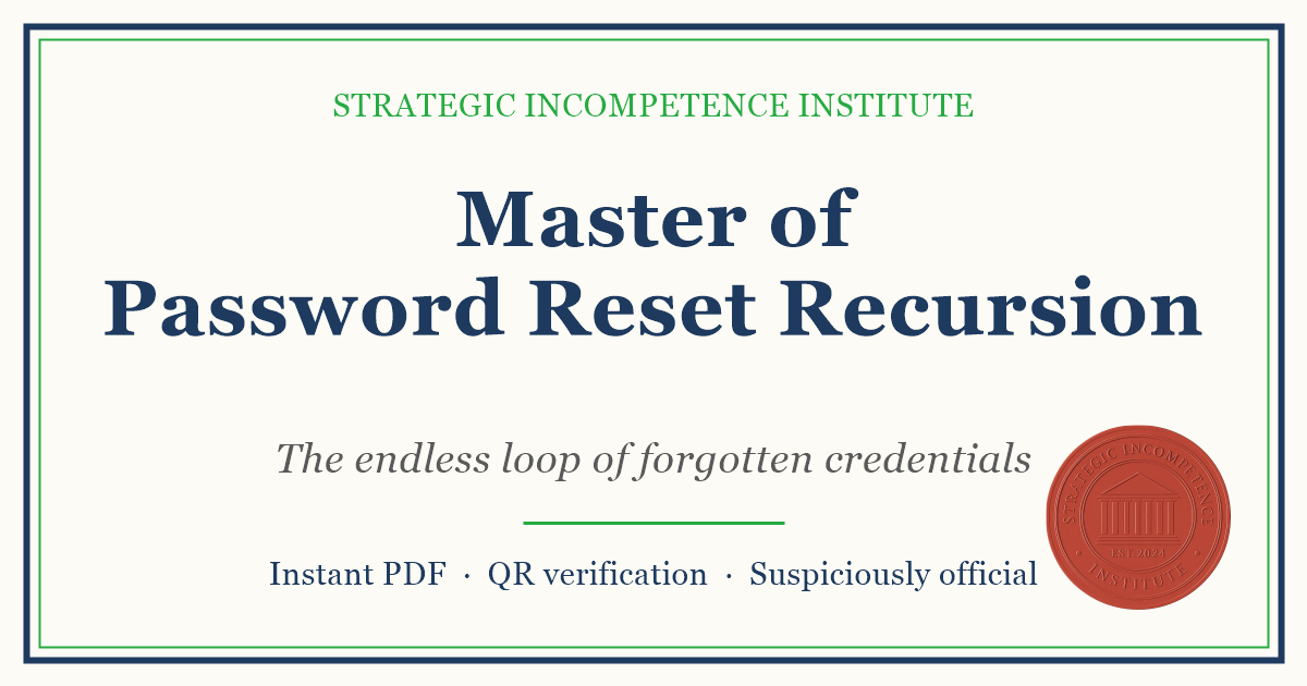 Preview of the Master of Password Reset Recursion certificate