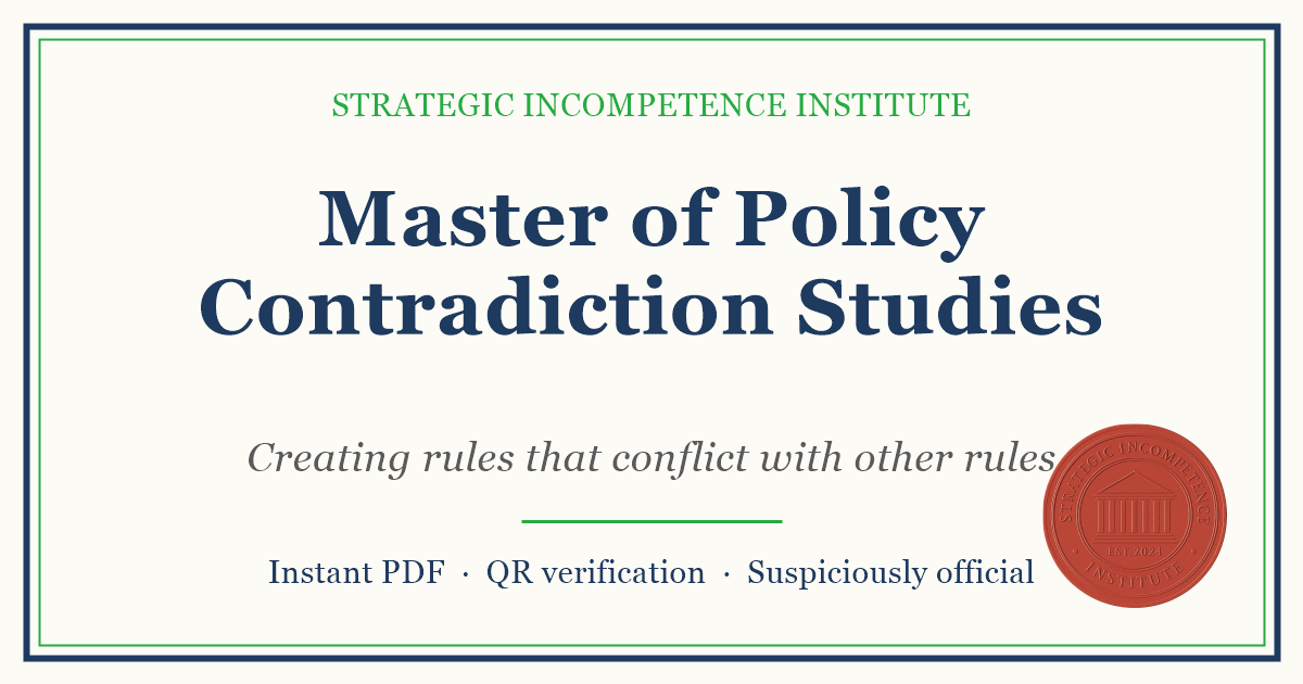 Preview of the Master of Policy Contradiction Studies certificate