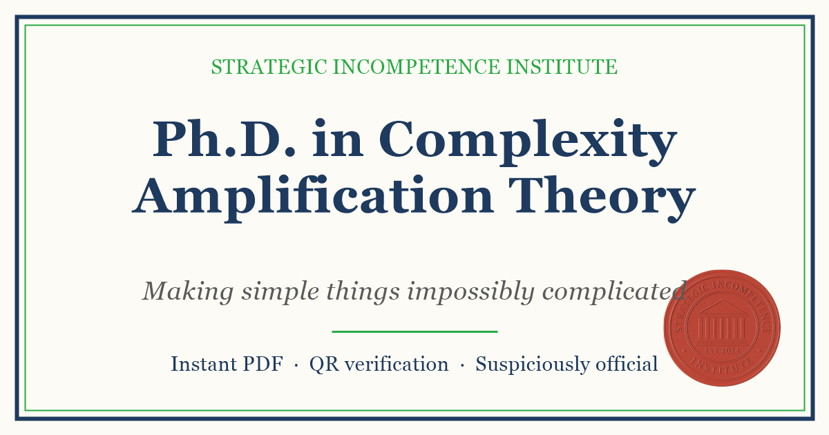 Preview of the Ph.D. in Complexity Amplification Theory certificate