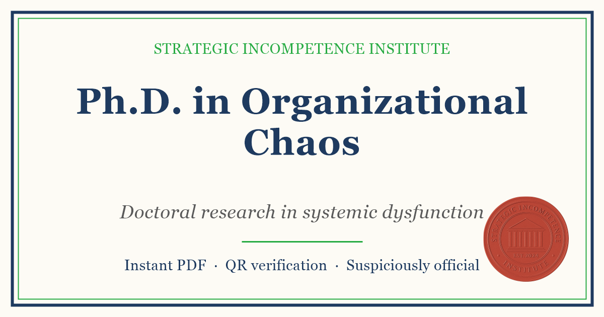 Preview of the Ph.D. in Organizational Chaos certificate