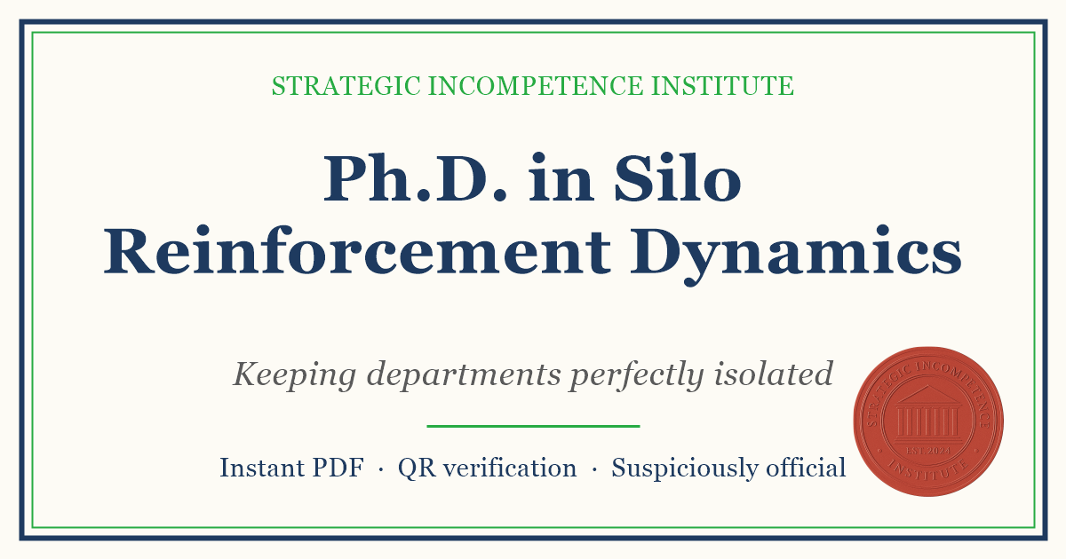 Preview of the Ph.D. in Silo Reinforcement Dynamics certificate